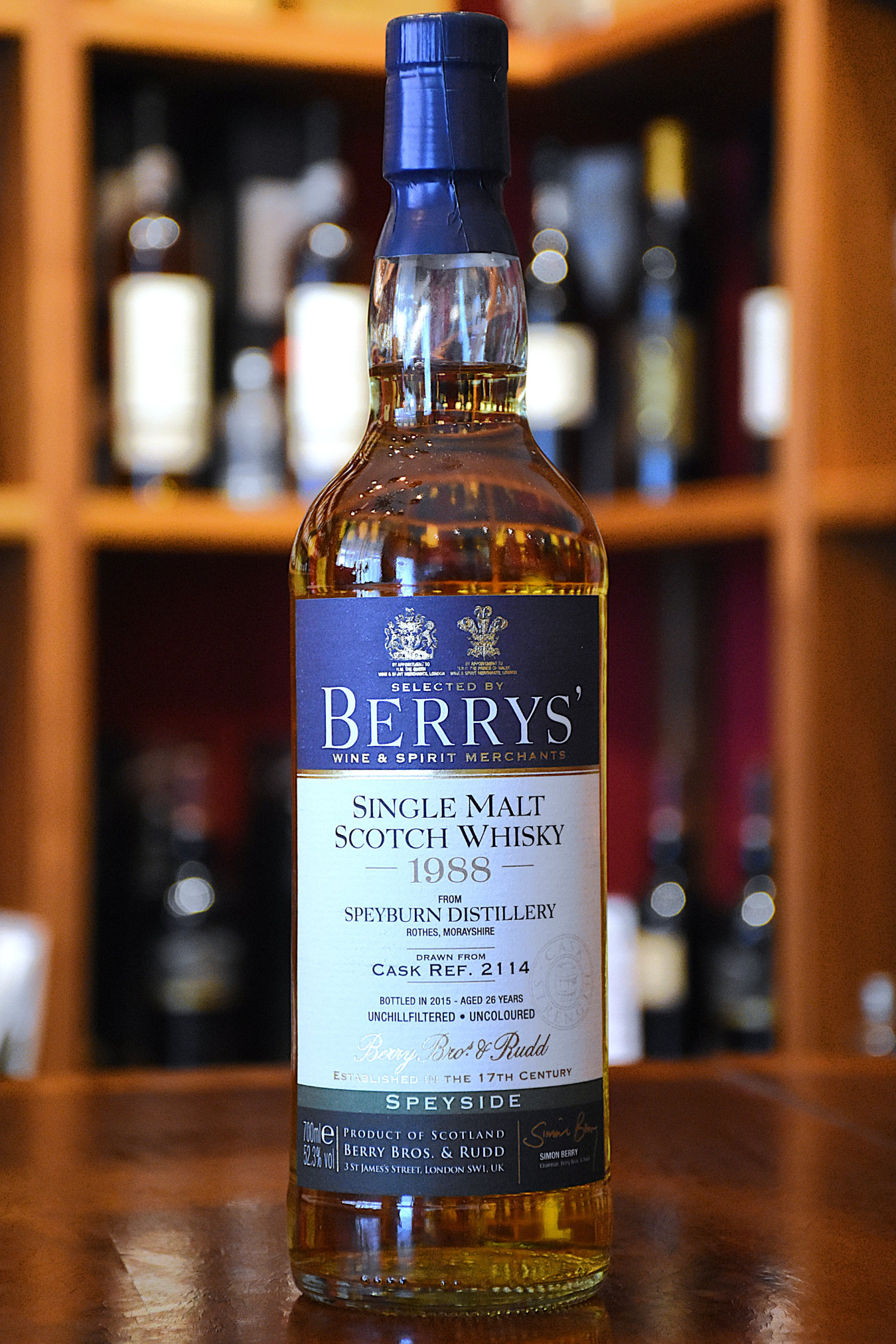 Speyburn 1988, Bottled 2015, 26 y.o., Cask No. 2114, 52,3% Alc.Vol., Berry Bros. & Rudd