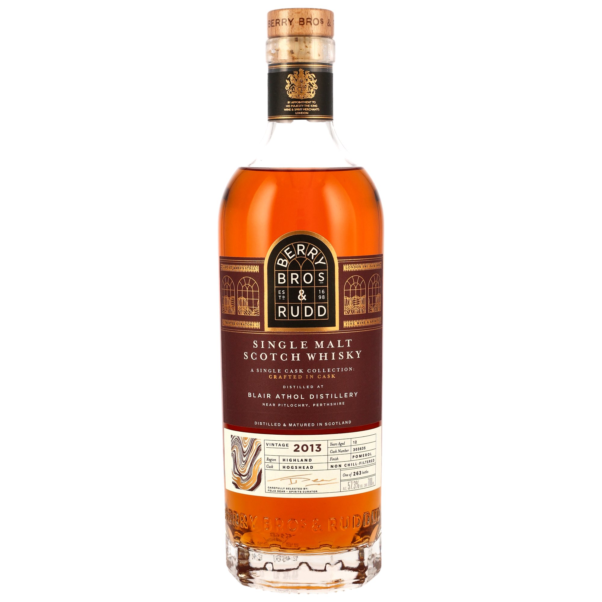 Blair Atholl 2013, 12 y.o. - Pomerol Finish, Odyssey Range, 57,3% Alc.Vol., Cask No. 303635, Berry Bros. & Rudd