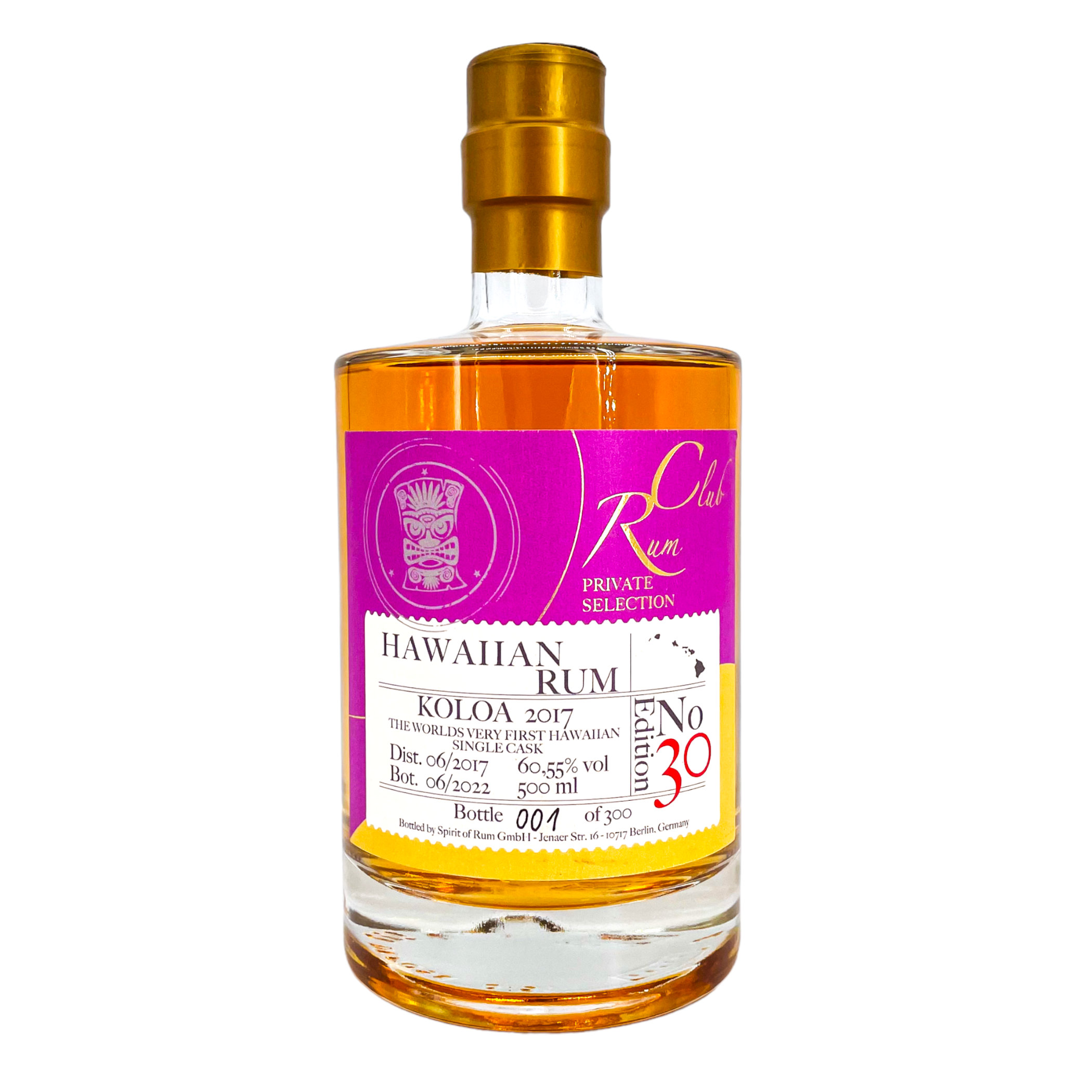 Rum Club Private Selection Edition 30 - Hawaiian Rum, Koloa 2017, 60,55% Alc.Vol., Spirit of Rum