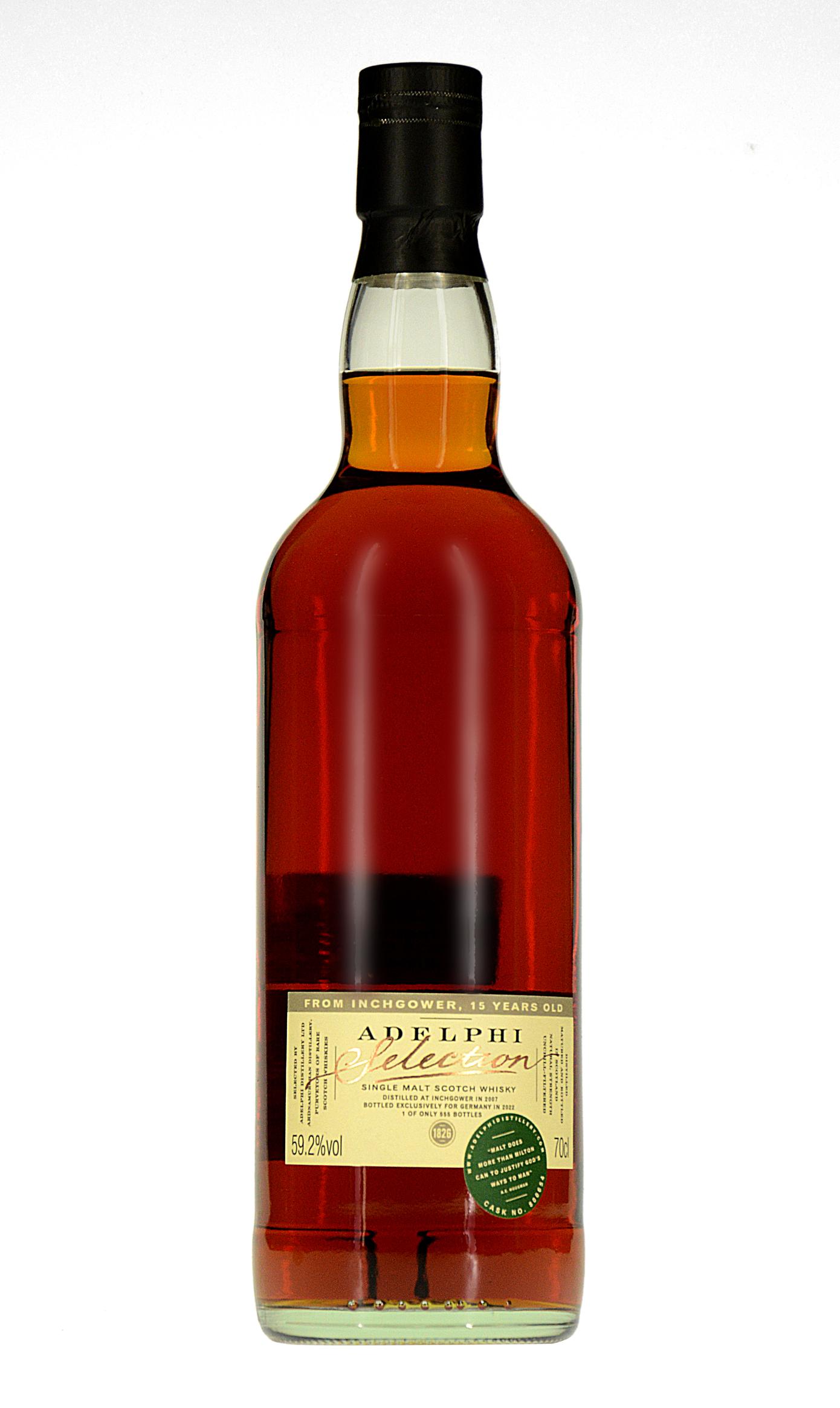 Inchgower 2007, 15 y.o. - First Fill Sherry Cask, 59,2% Alc.Vol., Fass Nr. 300654, Adelphi
