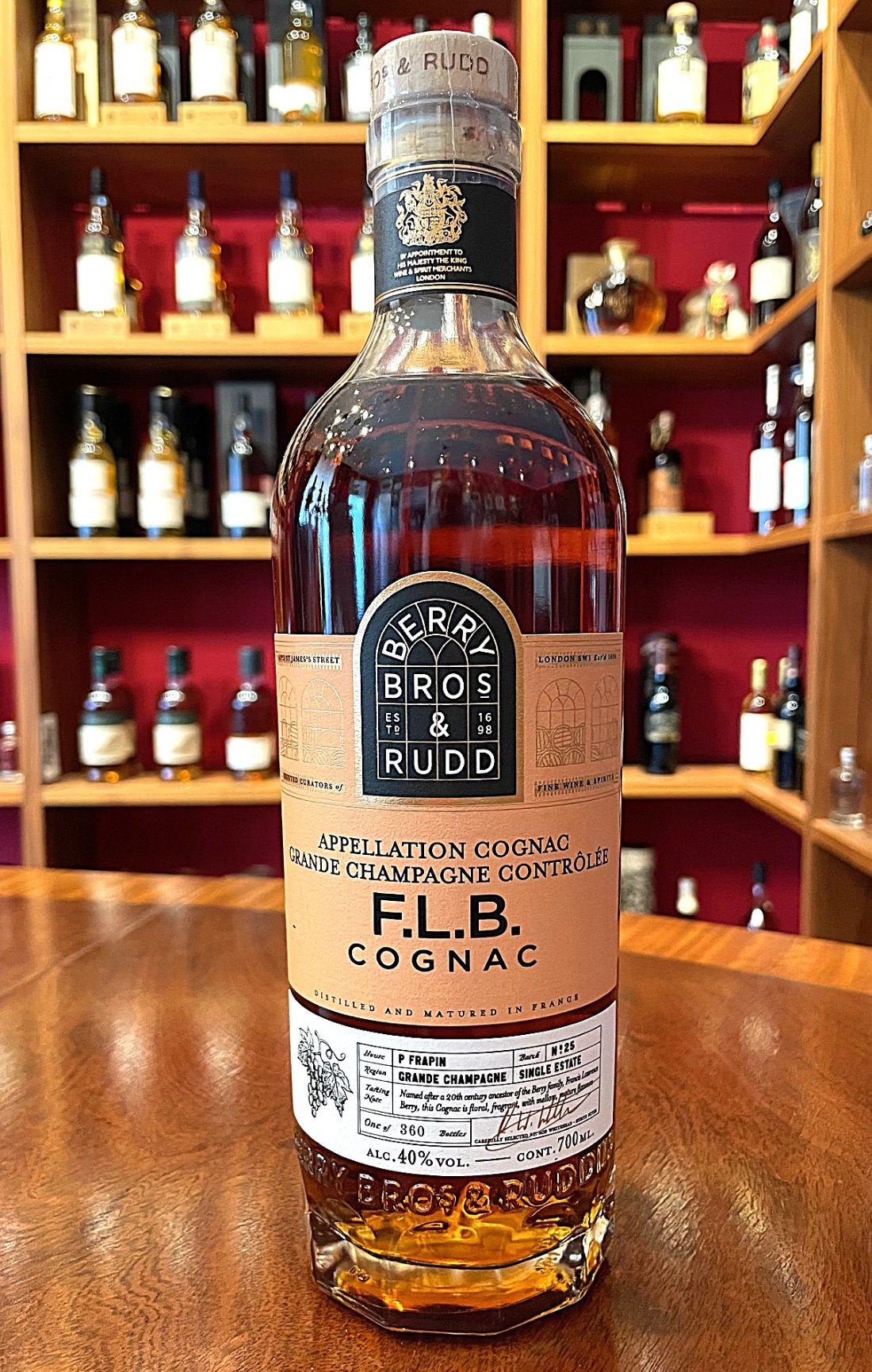 Frapin Cognac, F.L.B., Grand Champagne, Fass No. 25, 40% Alc.Vol., Berry Bros. & Rudd Frapin Cognac, F.L.B., Grand Champagne, Fass No. 25, 40% Alc.Vol., Berry Bros. & Rudd