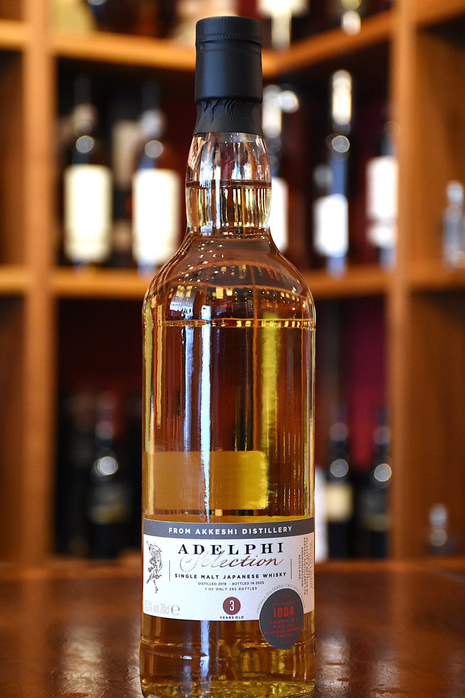 Akkeshi 2018, 3 y.o. - 1st Fill Bourbon Barrel, Peated, Cask No. 1004, 57,7% Alc.Vol., Adelphi