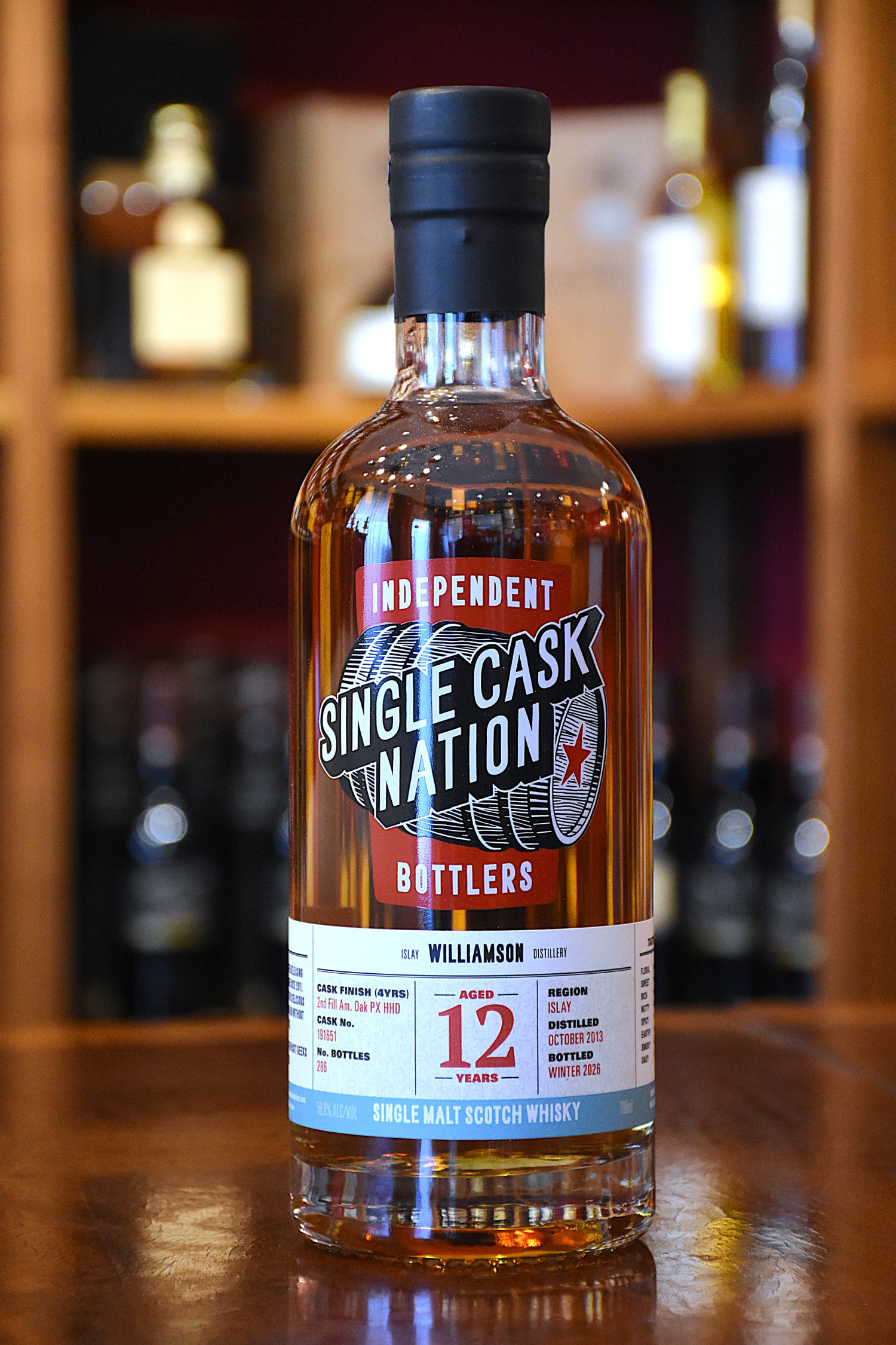 Williamson 2013, 12 y.o. - 2nd Fill Pedro Ximenez Hogshead, Cask No. 191651, 58,6%Alc.Vol., Single Cask Nation