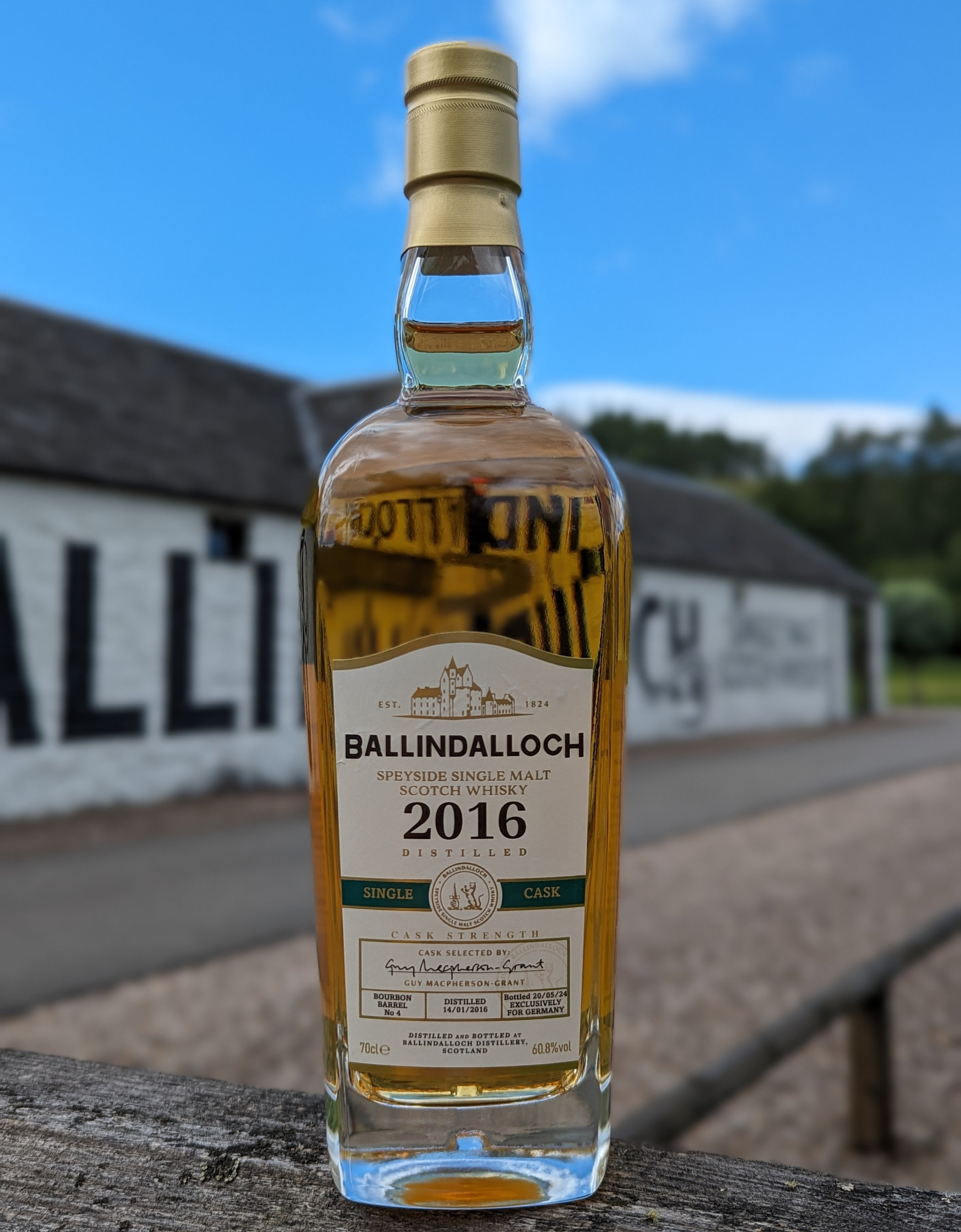 Ballindalloch 8 y.o., First Release - Bourbon Barrel, Cask No. 4, Dist. 14.1.2016/bottl. 20.05.2024, 60,8% Alc.Col., Ballindalloch Distillery