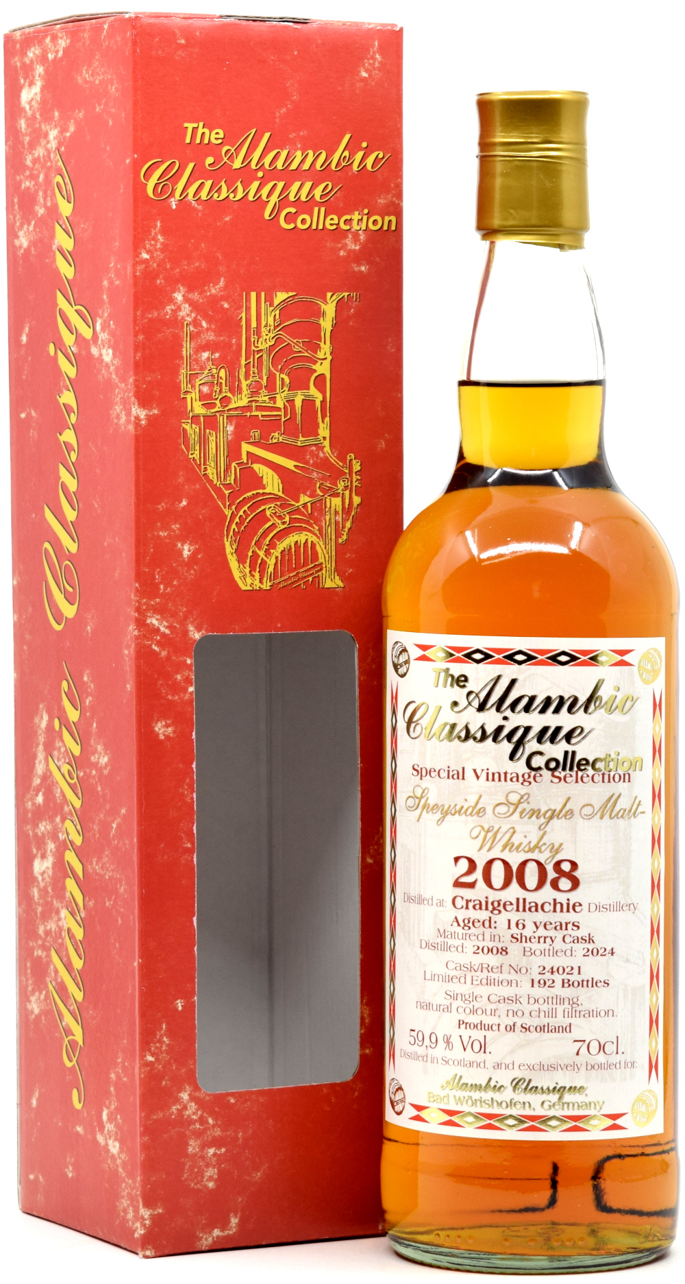 Craigellachie 2008, 16 y.o. - Sherry Cask, Cask No. 24021, Cask No. 24021, 59,9% Alc. Vol., Alambic Craigellachie 2008, 16 y.o. - Sherry Cask, Cask No. 24021, Cask No. 24021, 59,9% Alc. Vol., Alambic