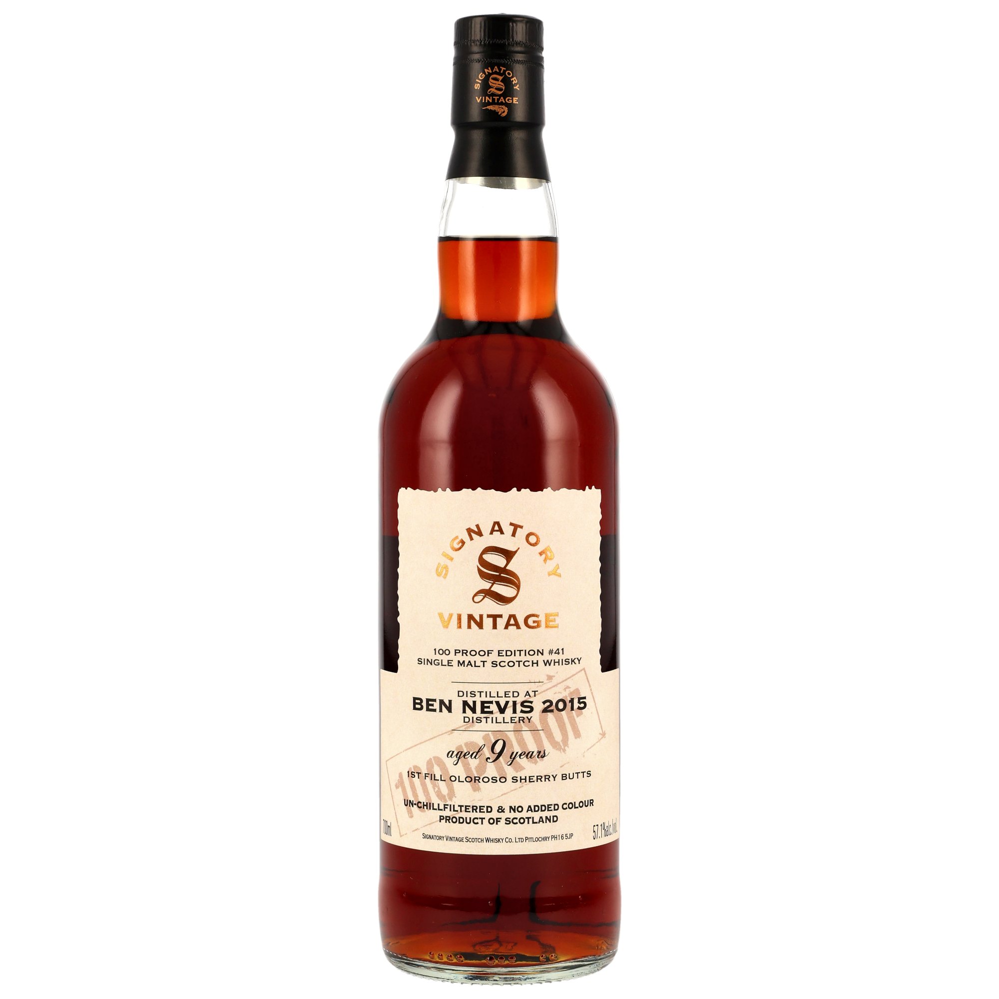 Ben Nevis 2015/2025, 9 y.o. - 1st Fill Oloroso, 100Proof Ed. 41, 57,7% Alc.Vol., Signatory Ben Nevis 2015/2025, 9 y.o. - 1st Fill Oloroso, 100Proof Ed. 41, 57,7% Alc.Vol., Signatory