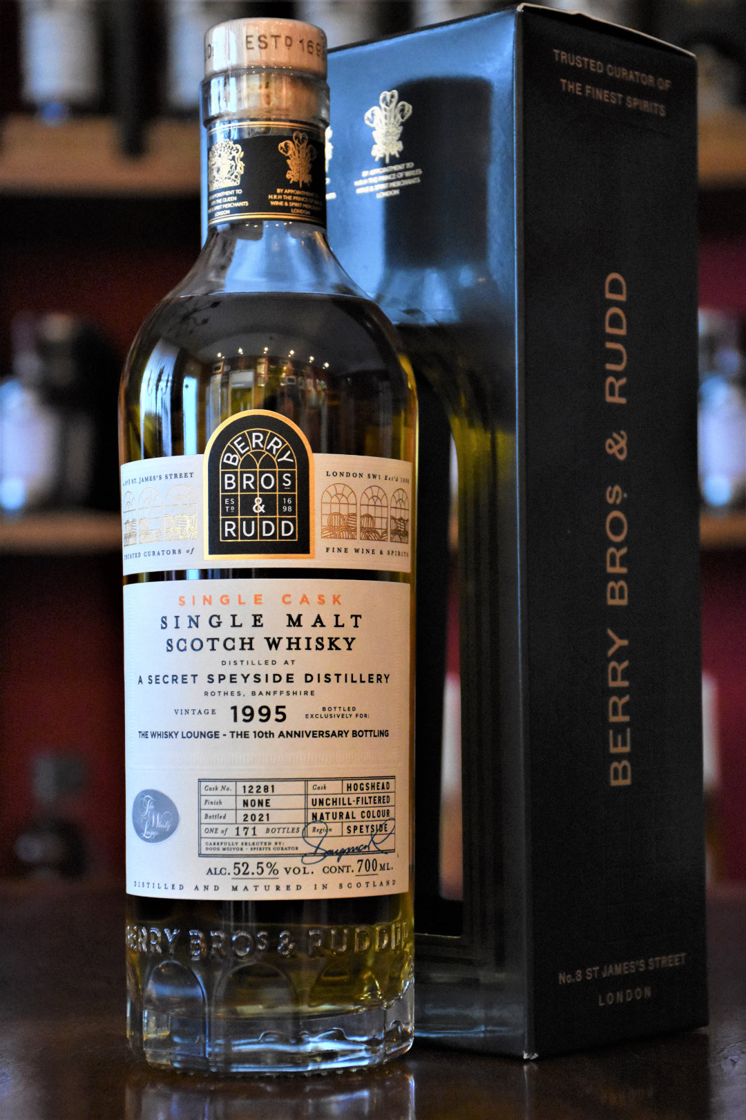 A Secret Speyside Distillery 1995, 25 y.o.,  52,5 %,  The 10th Anniversary Bottling for The Whisky Lounge, Berry Bros. & Rudd